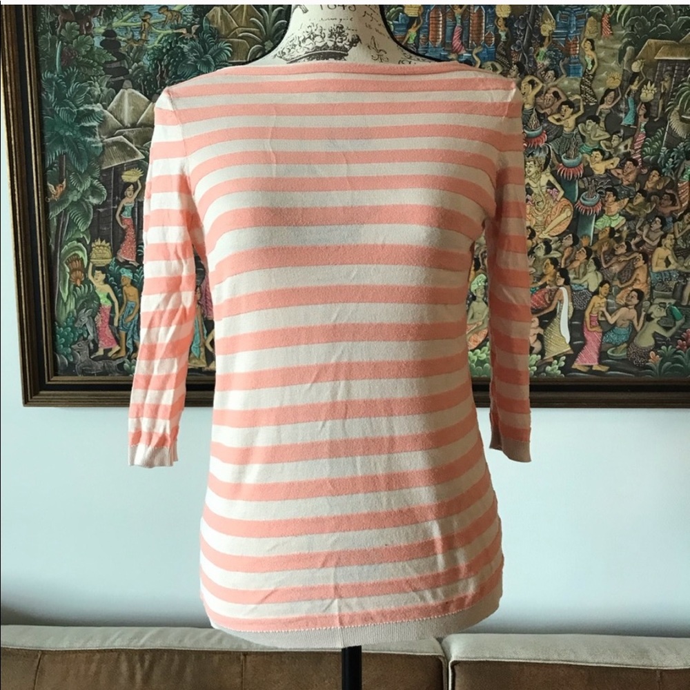 LOFT striped peach summer sweater tee MP